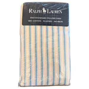 Set of 2 Ralph Lauren Flannel IRREGULAR STANDARD Pillowcases Pair NWT Sealed New